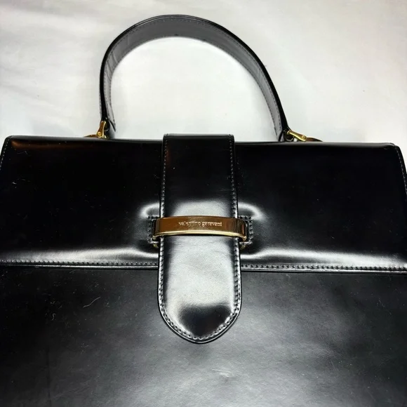 VALENTINO Black Top Handle Leather Bag EUC & STUNNING - Picture 4 of 14
